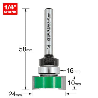 Trend Intumescent Router Cutter 10mm x 24mm Shank 1/4in C209X1/4TC Size