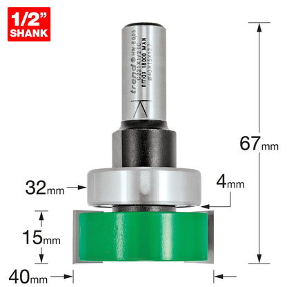 Trend Intumescent Router Cutter 15mm x 40mm Shank 1/in C221X1/2TC Size