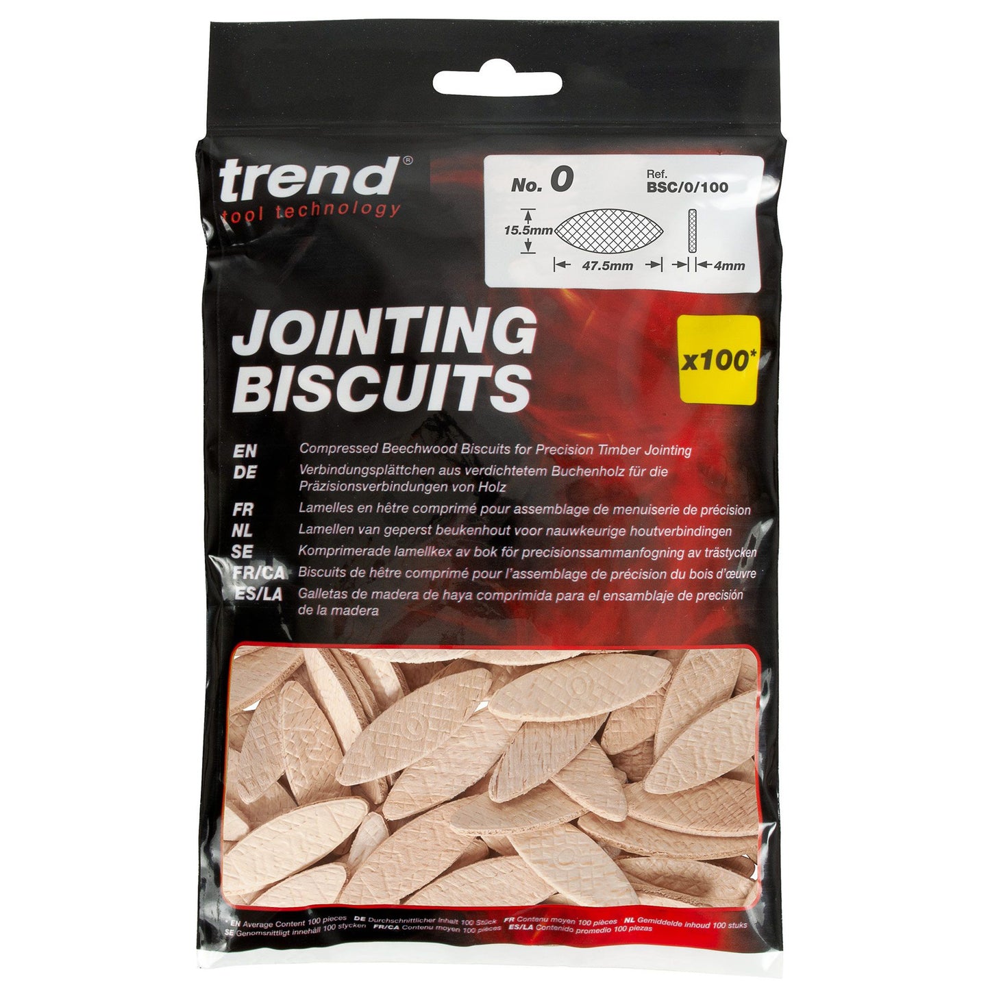 Trend Jointing Beechwood Biscuits No 0 Size Pack of 100 BSC/0/100