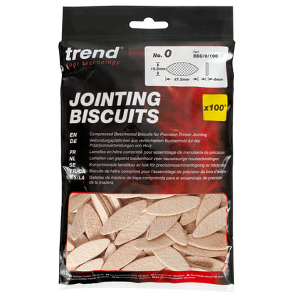 Trend Jointing Beechwood Biscuits No 0 Size Pack of 100 BSC/0/100