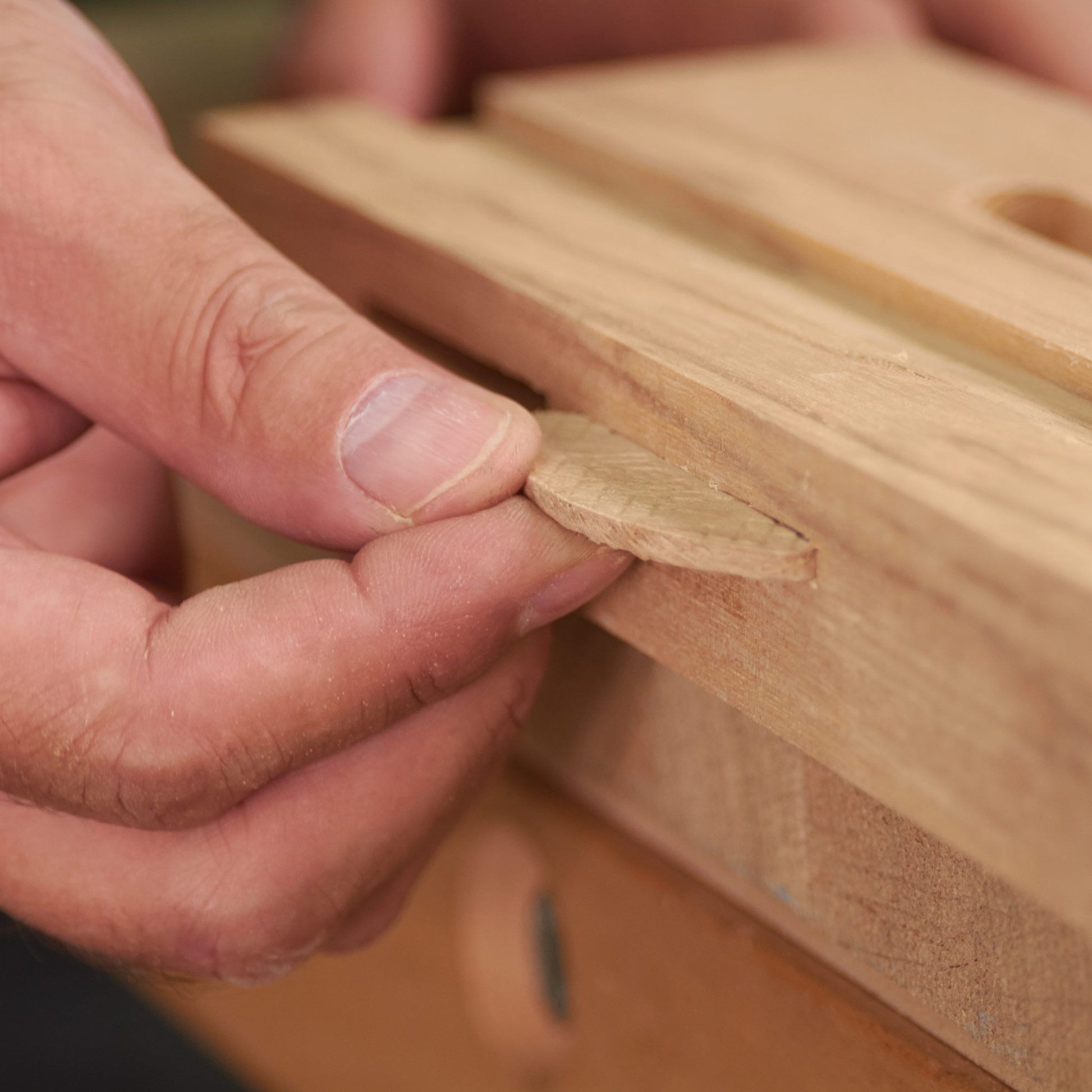 Trend Jointing Beechwood Biscuits No 0 Size Pack of 100 BSC/0/100 Inserted in to a piece of wood