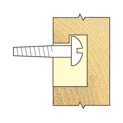 Trend Keyhole Recess Router Cutter 12.7mm x 4.9mm 35/01X1/4TC Example Showing Screw Inserted