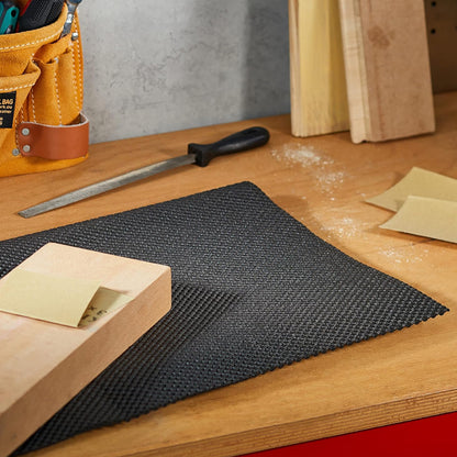Trend Non-Slip Woodworking Clamp Free Holding Mat 1220mm x 610mm NS/MAT/A Holding a Piece of Wood While Sanding