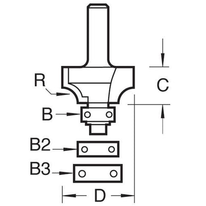 Trend Bearing Guided Ovolo Router Cutter Dual Bearing Size Guide