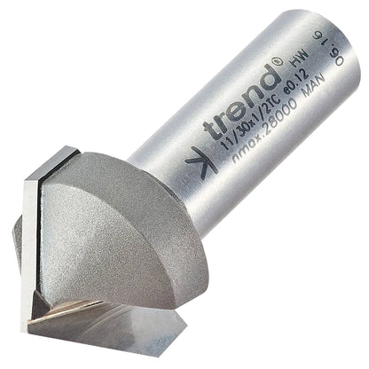 Trend Chamfer V Groove Router Cutter 45 Degree 27.5mm Shank 1/2in 11/30X1/2TC