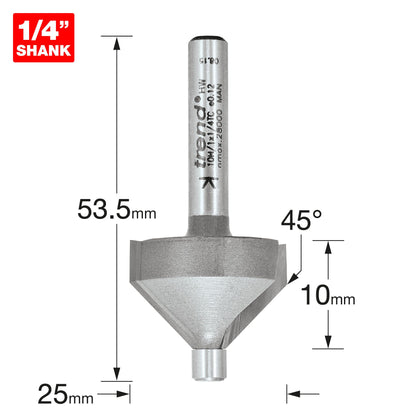 Trend Pin Guided Chamfer Bevel Router Cutter 45 Degree 10H/1X1/4TC Size