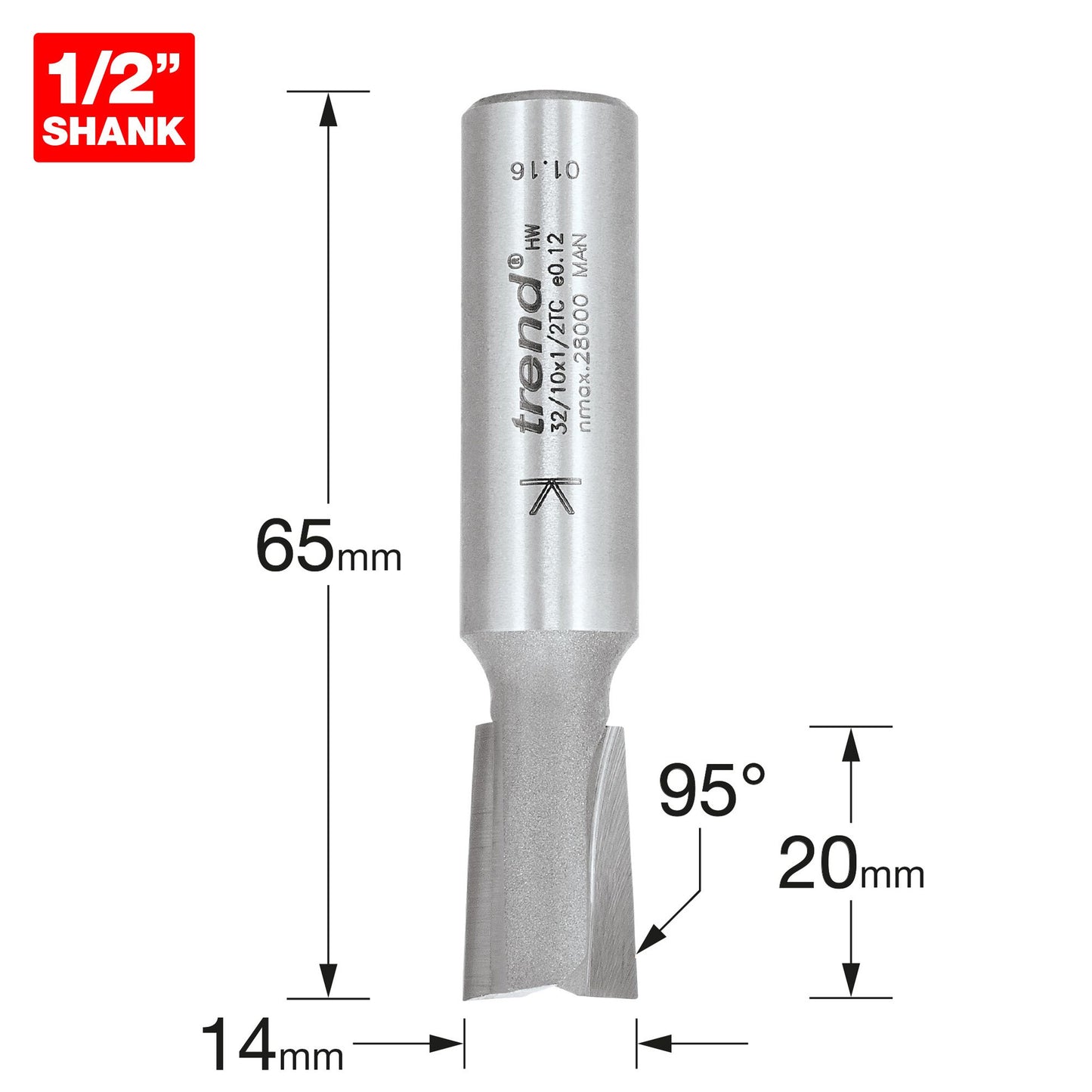 Trend Stair Trenching 95 Degree 14mm Diameter Router Cutter 32/10X1/2TC Size