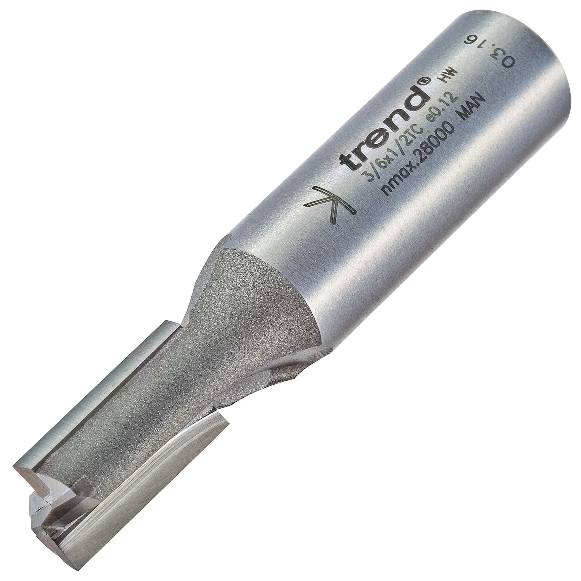 Trend Two Flute Straight Router Cutter 19.1mm Diameter Shank 1/2in 3/6X1/2TC