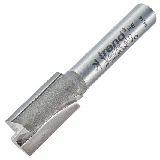 Trend Two Flute Straight Router Cutter 10mm Diameter Shank 1/4in 3/6X1/4TC