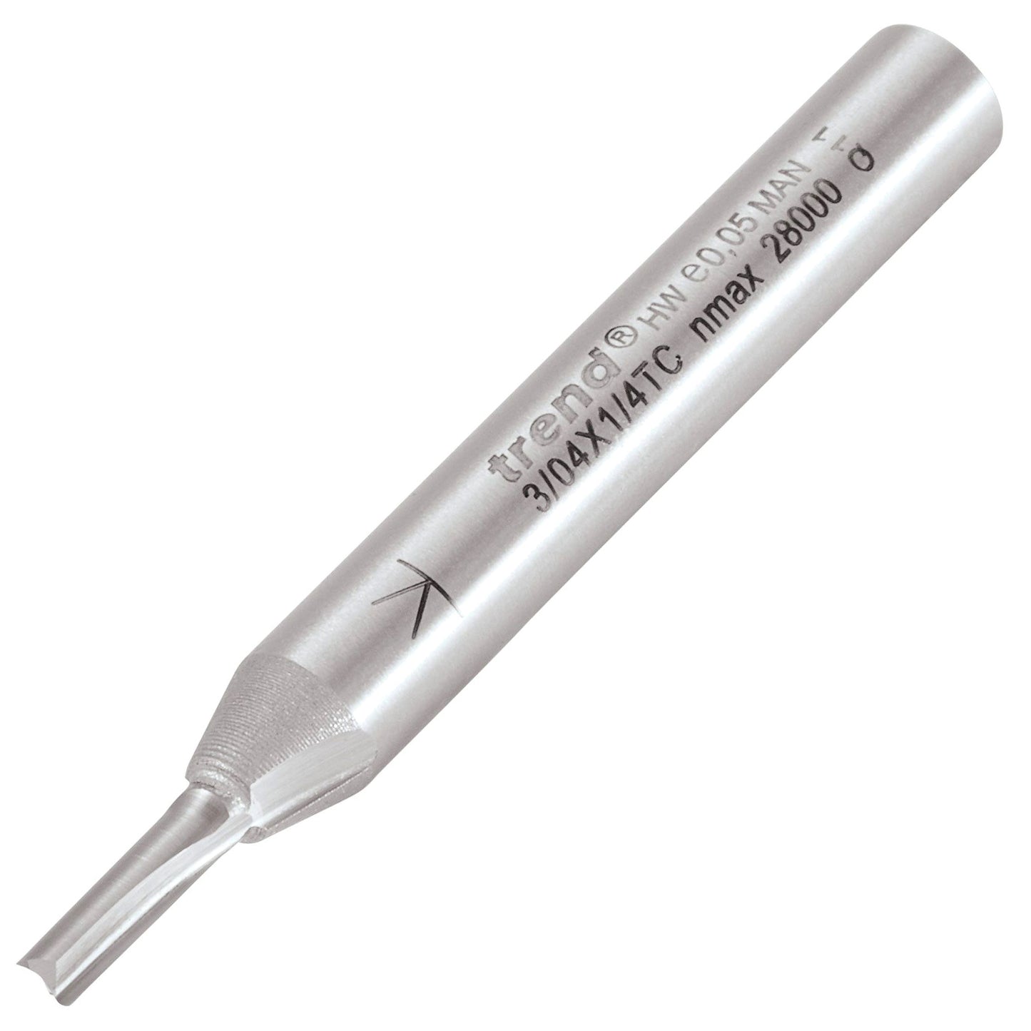 Trend Two Flute Straight Router Cutter 2.5mm Diameter Shank 1/4in 3/04X1/4TC