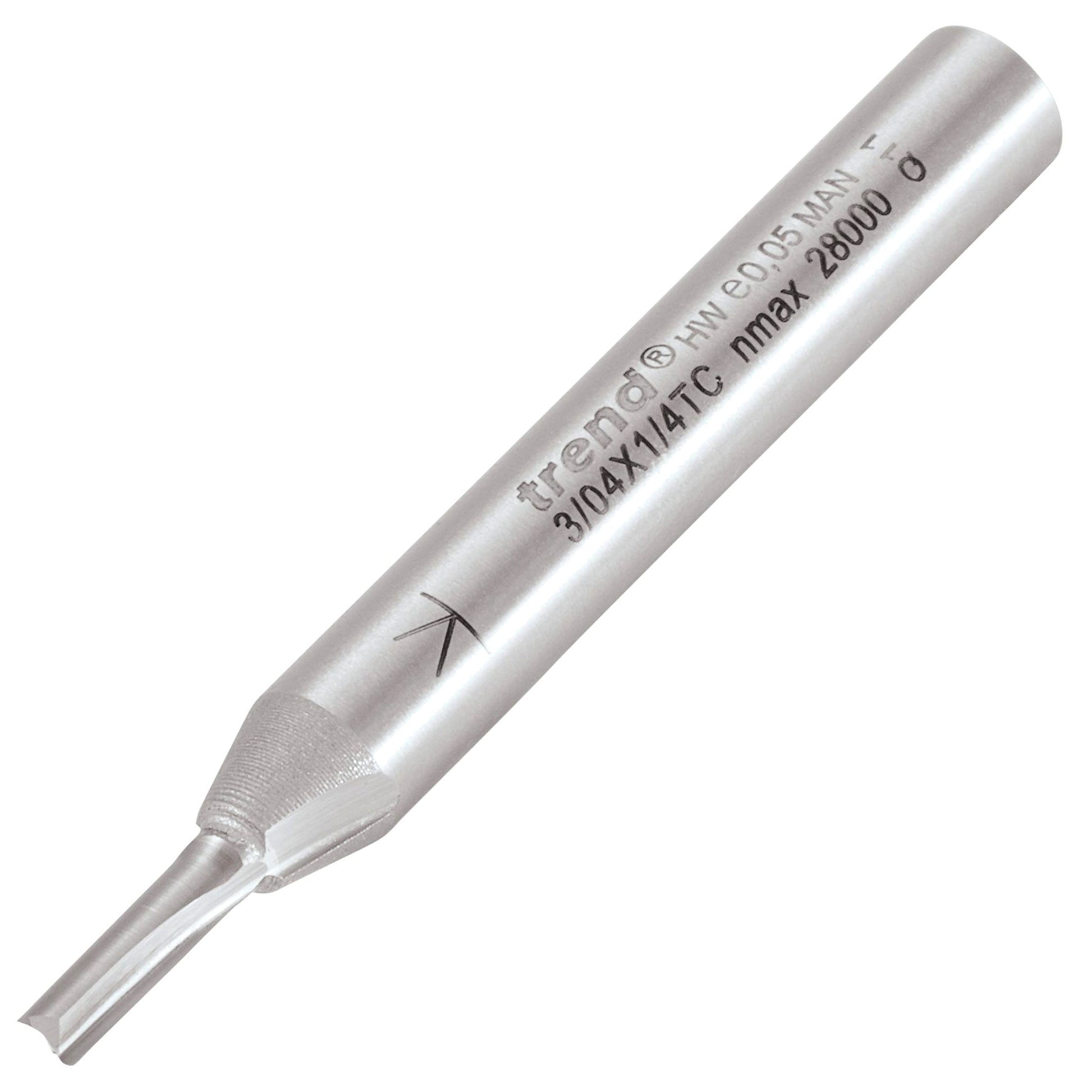 Trend Two Flute Straight Router Cutter 2.5mm Diameter Shank 1/4in 3/04X1/4TC