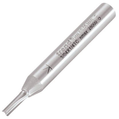 Trend Two Flute Straight Router Cutter 2.5mm Diameter Shank 1/4in 3/04X1/4TC