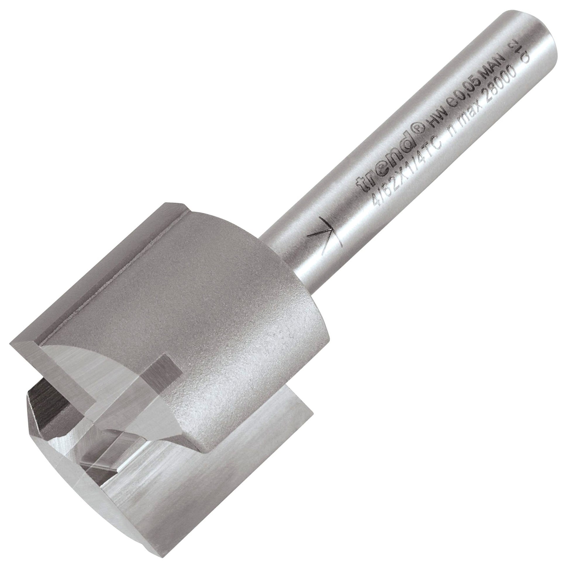 Trend Two Flute Straight Router Cutter 21mm Diameter Shank 1/4in 4/62X1/4TC