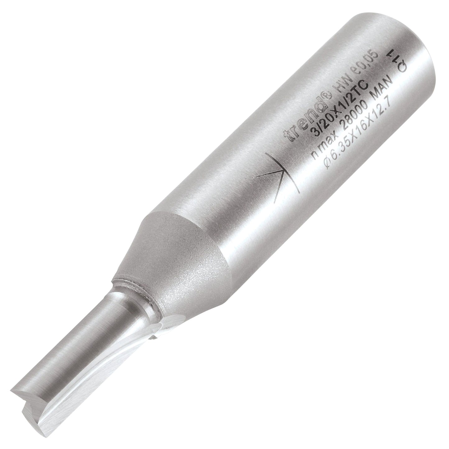 Trend Two Flute Straight Router Cutter 6.3mm Diameter Shank 1/2in 3/20X1/2TC