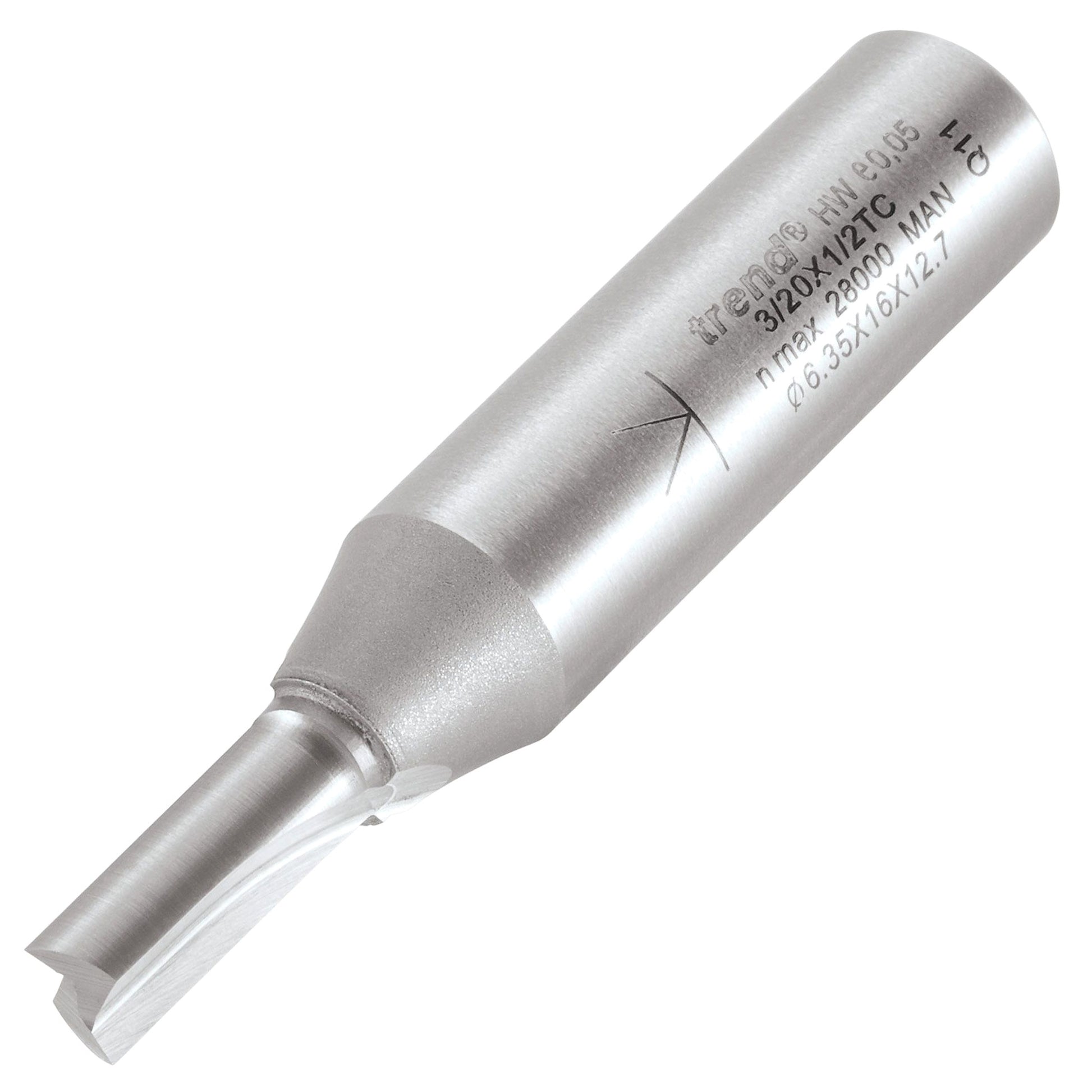 Trend Two Flute Straight Router Cutter 6.3mm Diameter Shank 1/2in 3/20X1/2TC