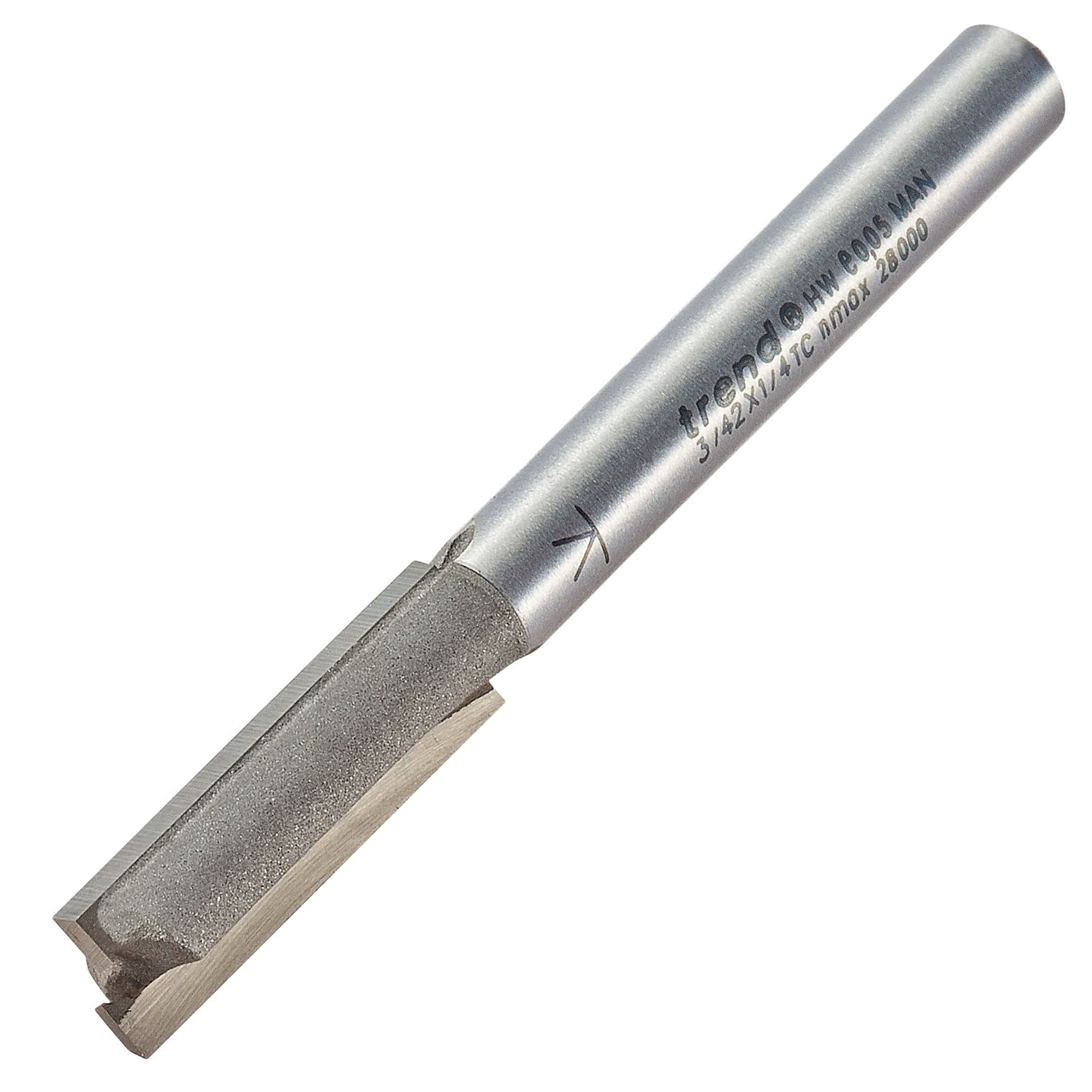 Trend Two Flute Straight Router Cutter 4mm Diameter Shank 1/4in 3/42X1/4TC