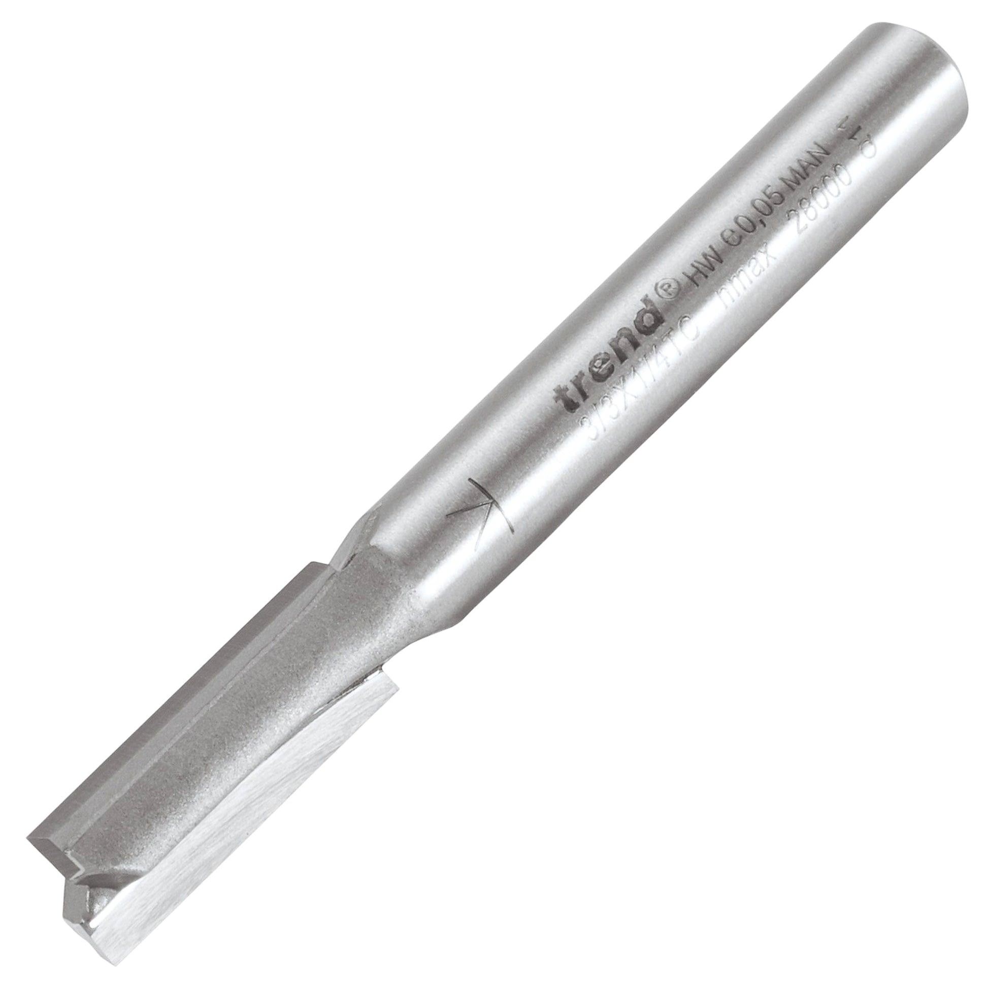 Trend Two Flute Straight Router Cutter 7mm Diameter Shank 1/4in 3/3X1/4TC