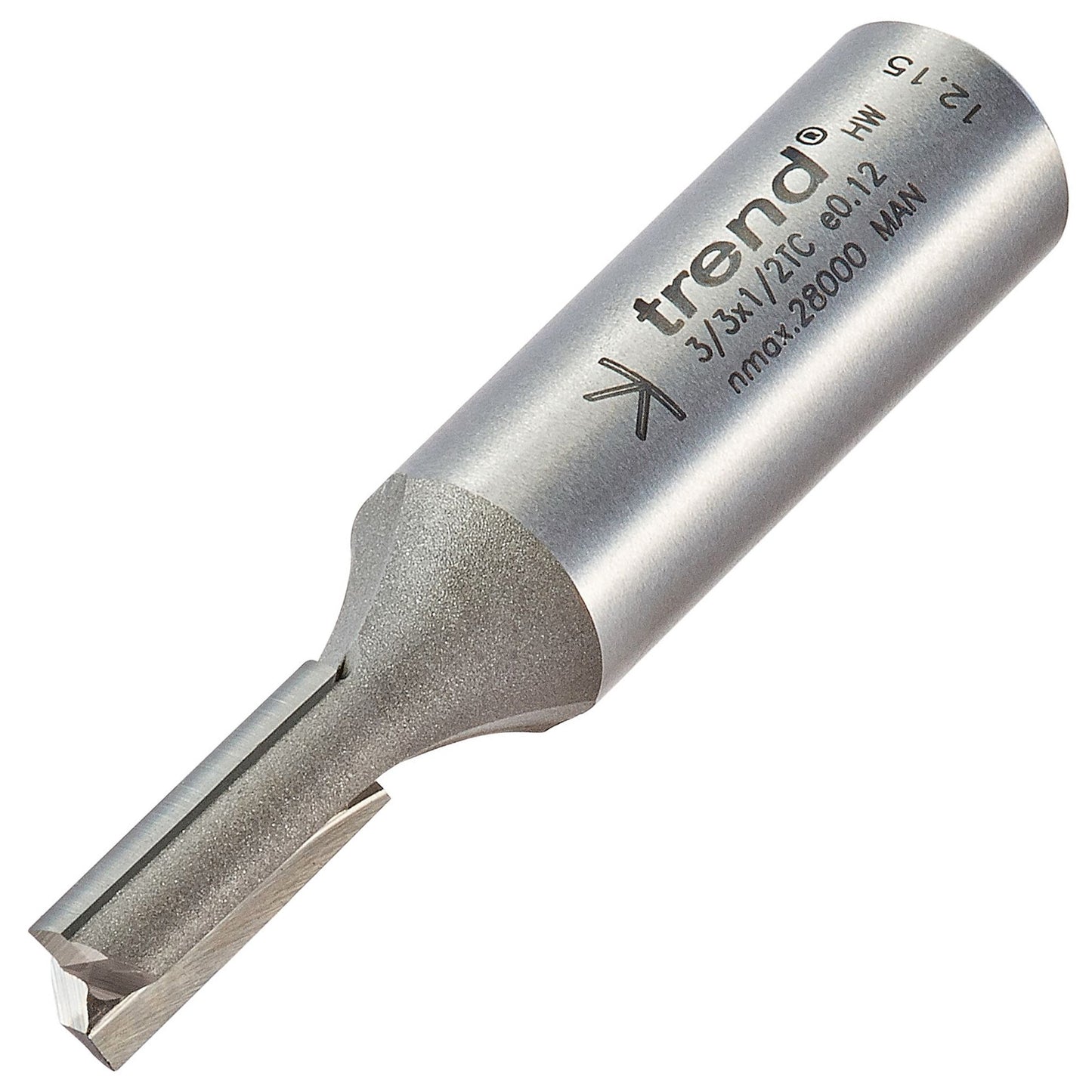 Trend Two Flute Straight Router Cutter 7mm Diameter Shank 1/2in 3/3X1/2TC