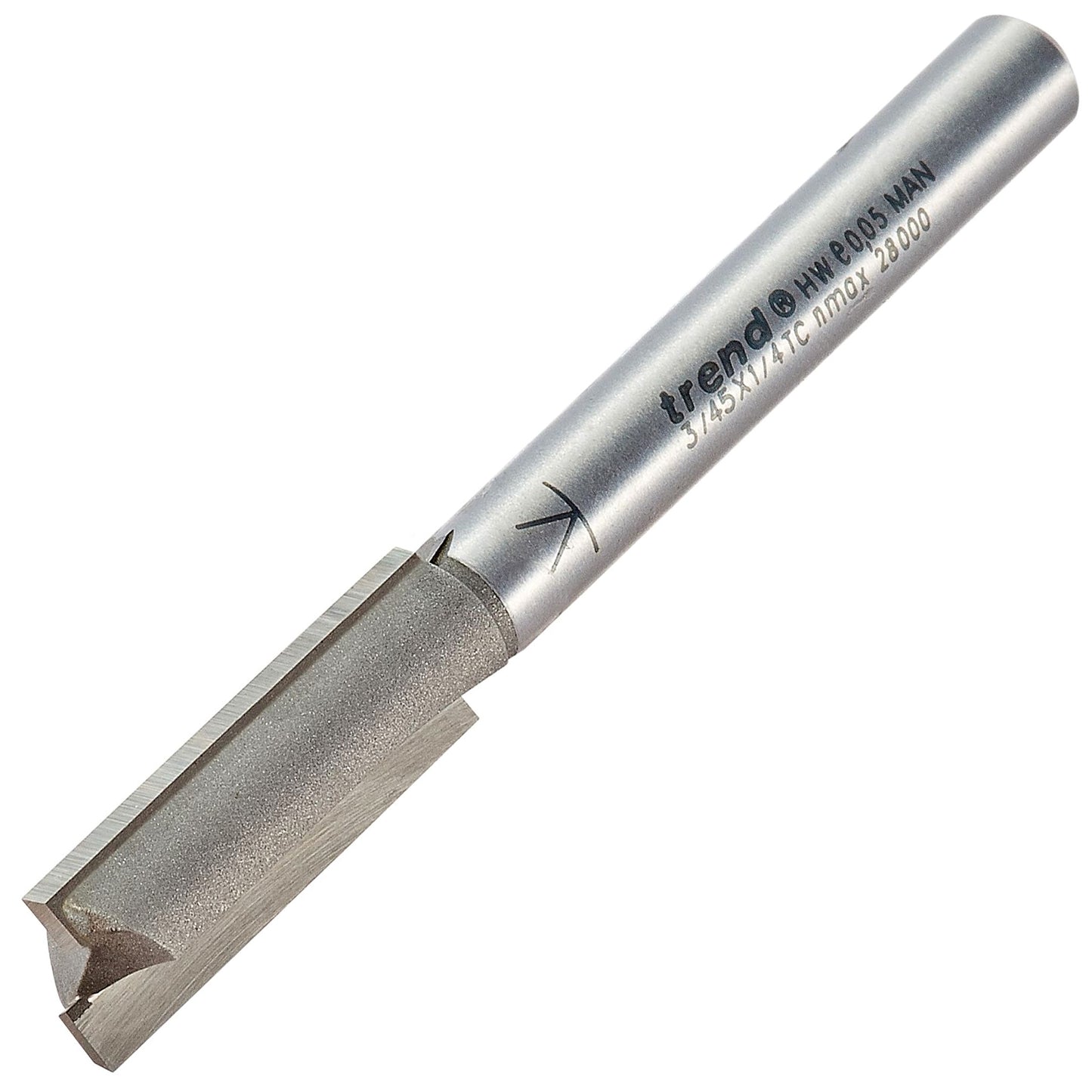 Trend Two Flute Straight Router Cutter 8.9mm Diameter Shank 1/4in 3/45X1/4TC