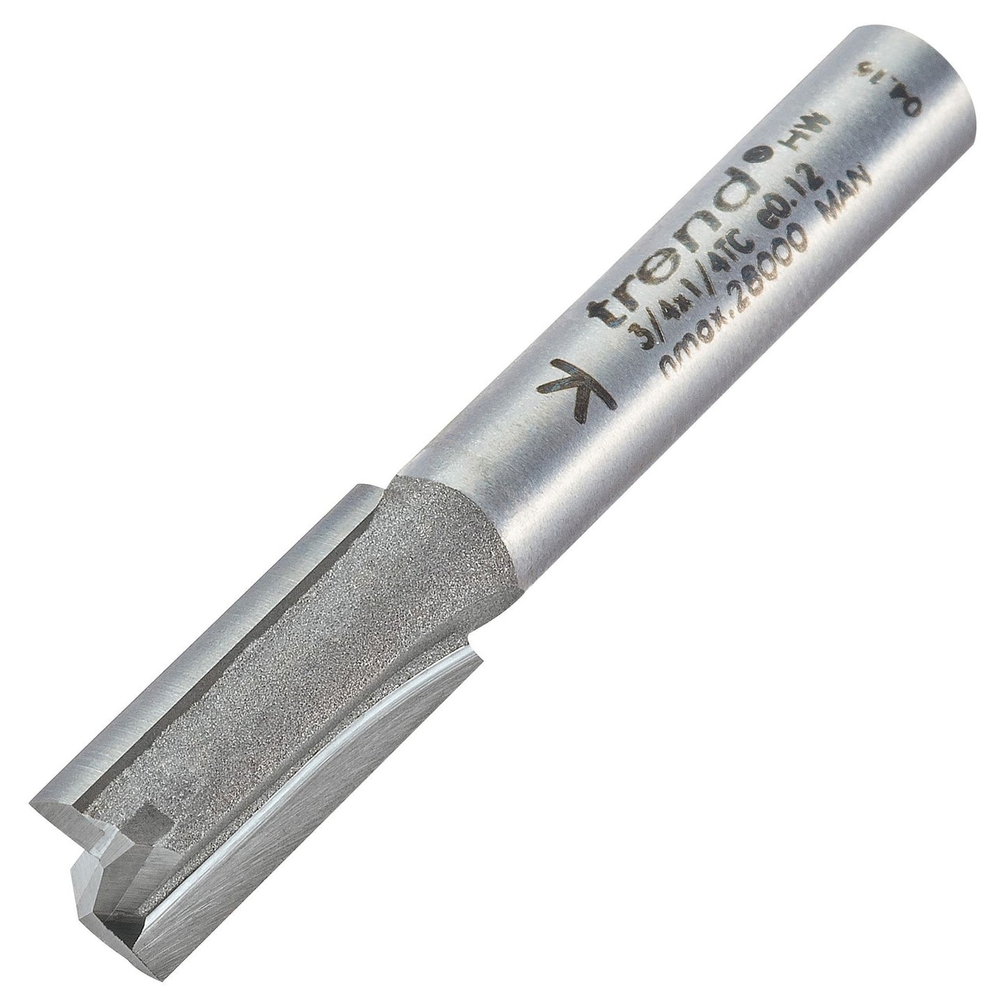 Trend Two Flute Straight Router Cutter 8mm Diameter Shank 1/4in 3/4X1/4TC