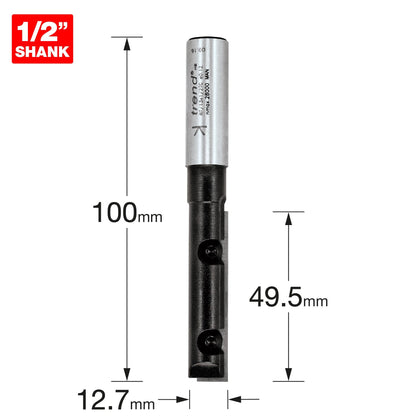 Trend Rota-Tip Router Cutter 12.7mm Diameter 50mm Cut Shank 1/2in RT/13X1/2TC Size