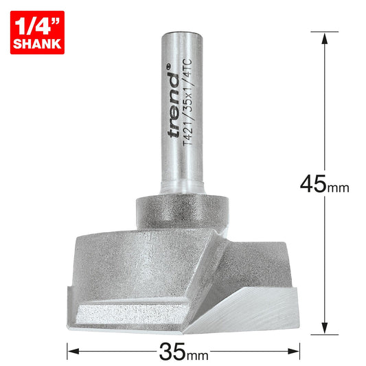 Trend Router Machine Bit 35mm Diameter Recessed Circular Hinge T421/35X1/4TC Size