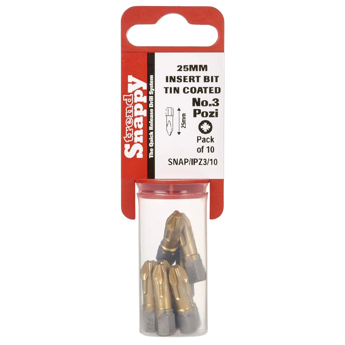 Trend Snappy 25mm Pozi PZ3 Driver Bit 10 Pack SNAP/IPZ3/10 in Retail Pack
