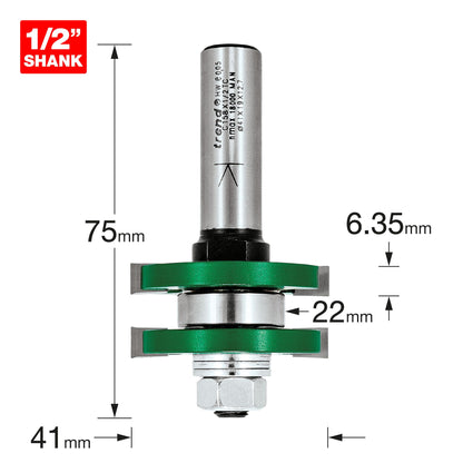 Trend Tongue and Groover Router Cutter Set 41mm Diameter C158X1/2TC Size
