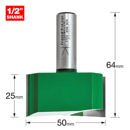 Trend Two Flute Router Cutter 50mm Diameter 1/2in Shank C033WX1/2TC Size