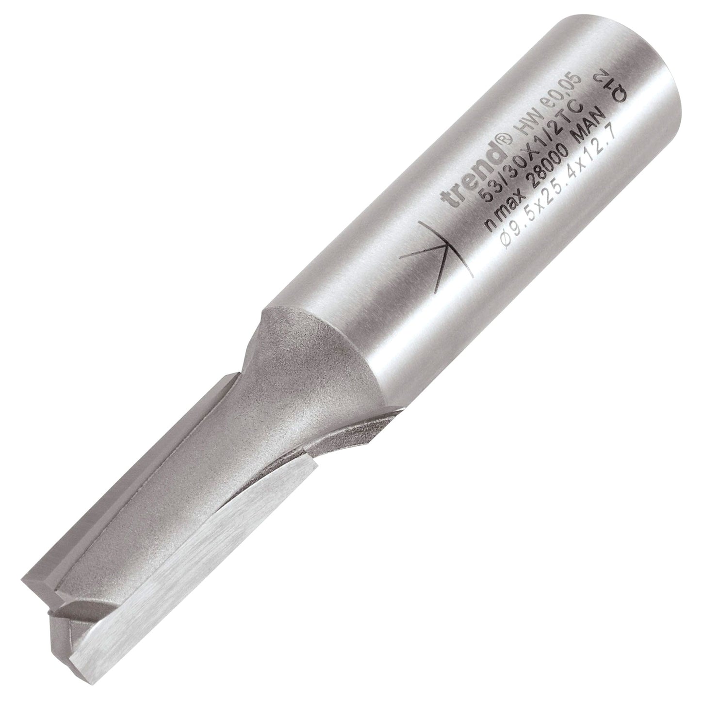 Trend Two Flute Shear Router Cutter 9.5mm Diameter Shank 1/2in 53/30X1/2TC