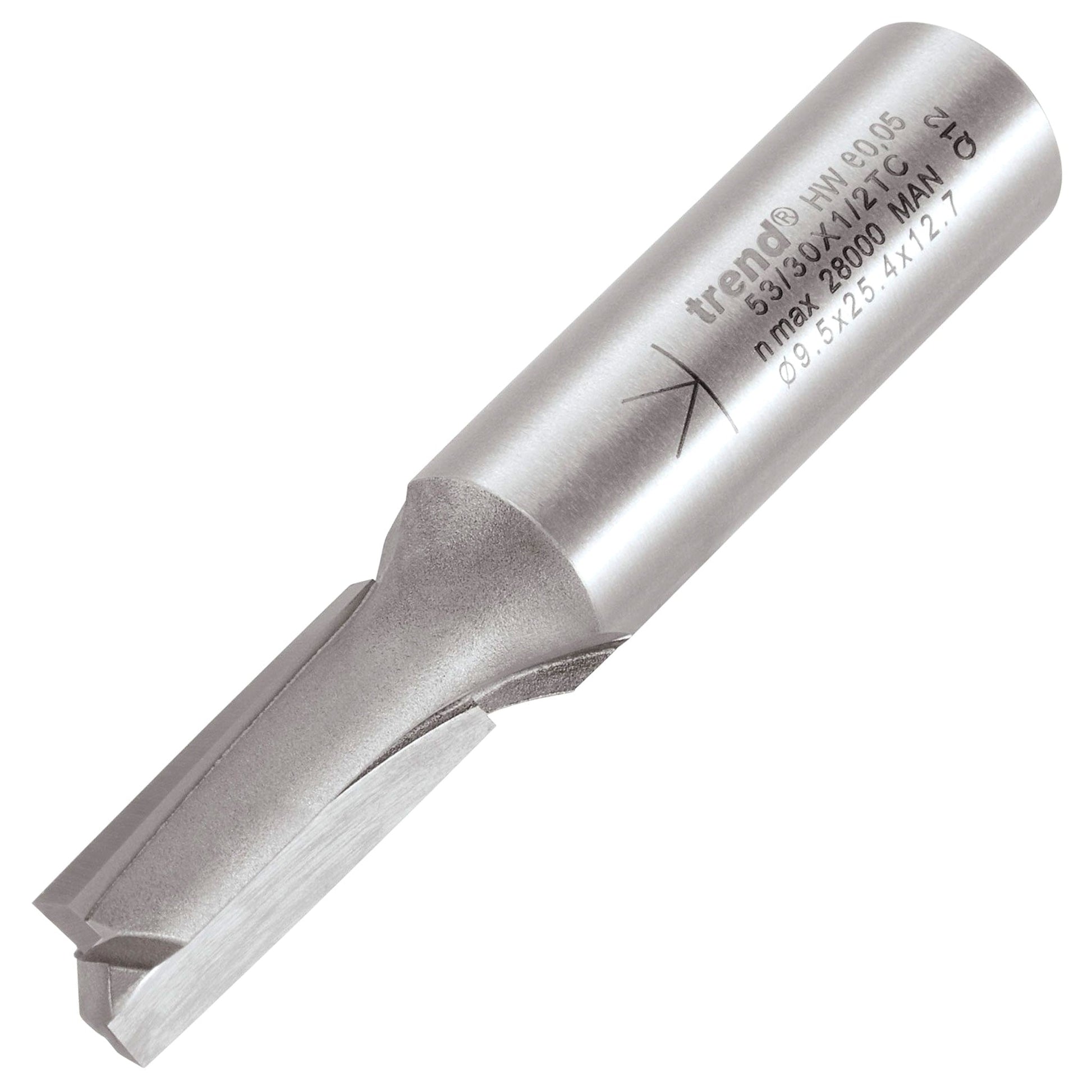 Trend Two Flute Shear Router Cutter 9.5mm Diameter Shank 1/2in 53/30X1/2TC
