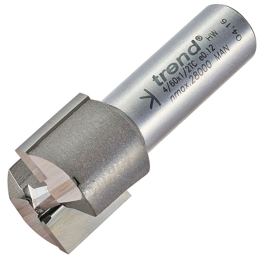 Trend Two Flute Straight Router Cutter 22mm Diameter Shank 1/2in 4/60X1/2TC