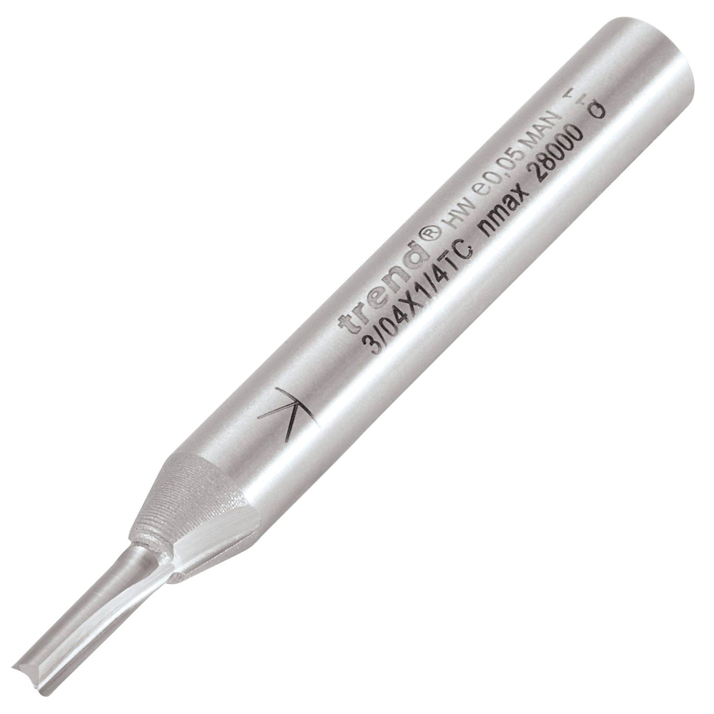 Trend Two Flute Straight Router Cutter 2.5mm Diameter Shank 1/4in 3/04X1/4TC