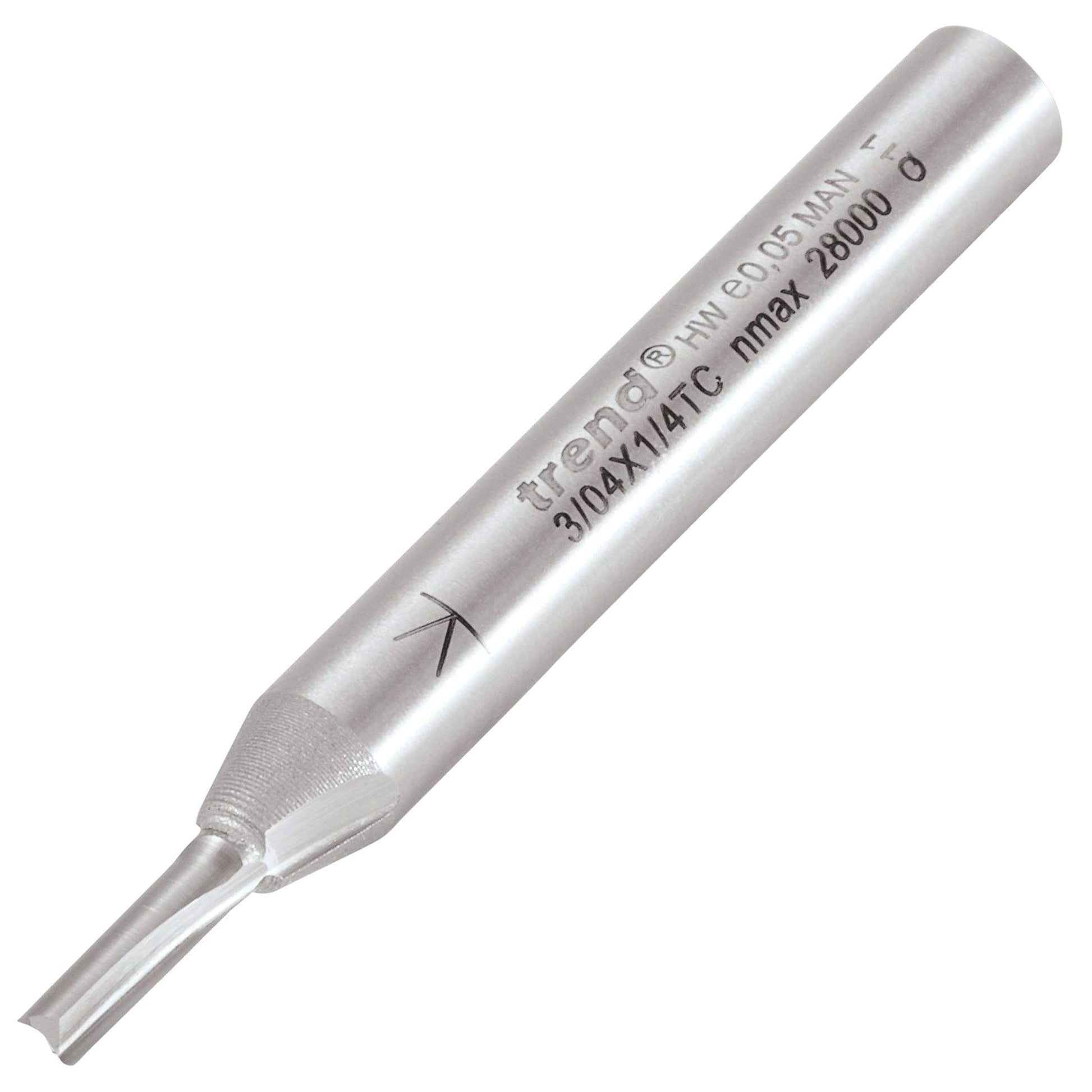 Trend Two Flute Straight Router Cutter 2.5mm Diameter Shank 1/4in 3/04X1/4TC