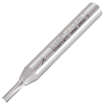 Trend Two Flute Straight Router Cutter 2.5mm Diameter Shank 1/4in 3/04X1/4TC