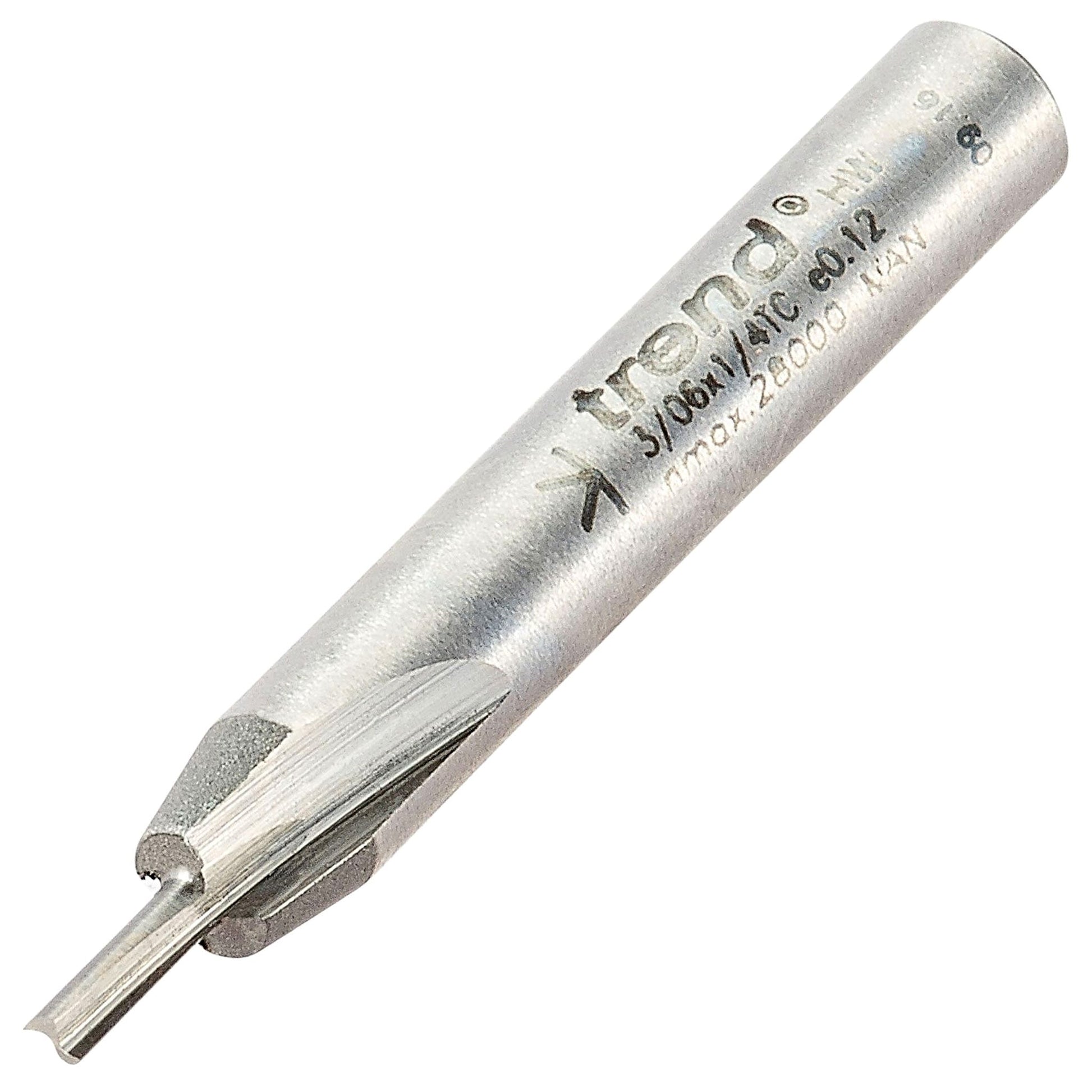 Trend Two Flute Straight Router Cutter 2mm Diameter Shank 1/4in 3/06X1/4TC