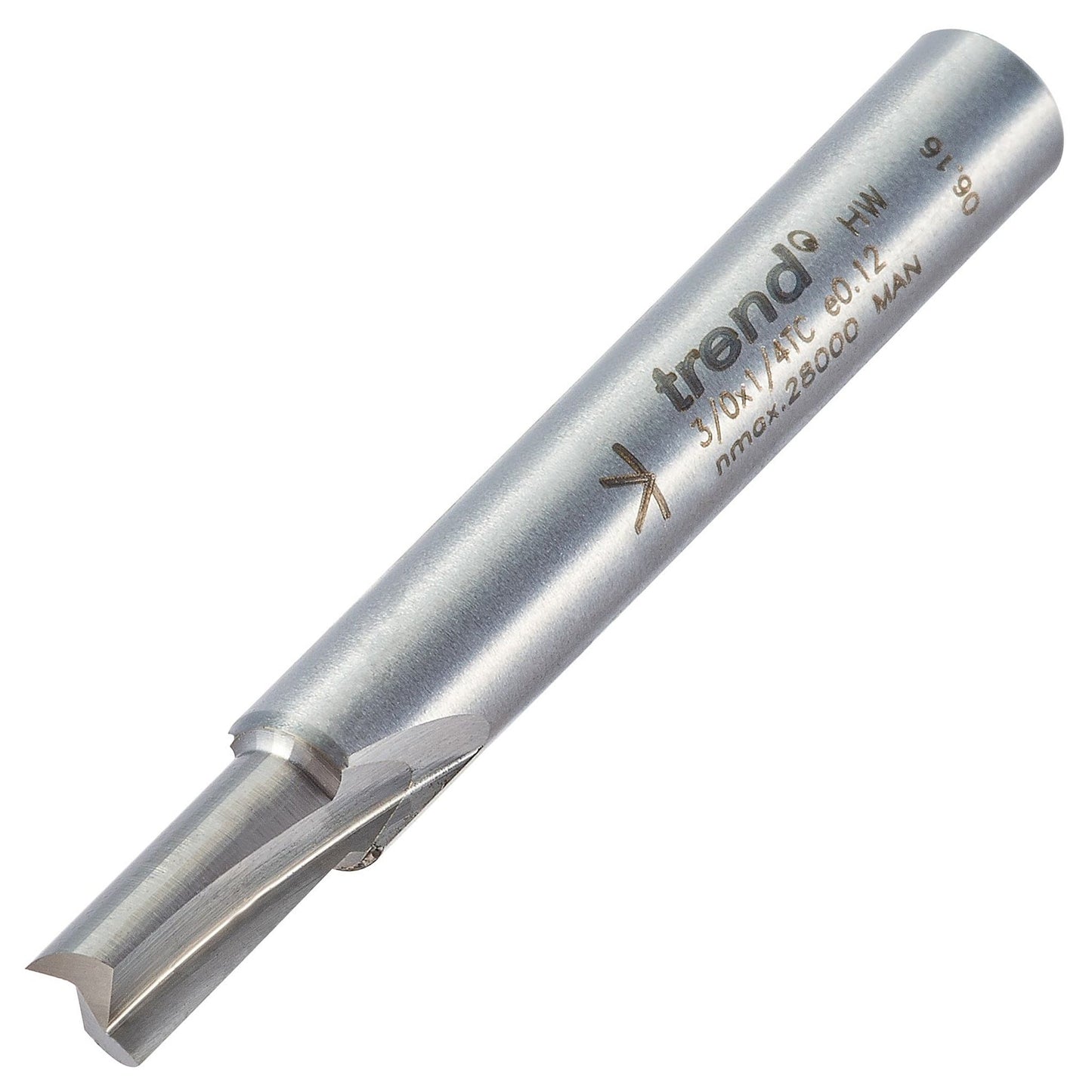 Trend Two Flute Straight Router Cutter 4.7mm Diameter Shank 1/4in 3/0X1/4TC