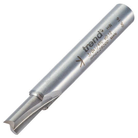 Trend Two Flute Straight Router Cutter 4.7mm Diameter Shank 1/4in 3/0X1/4TC