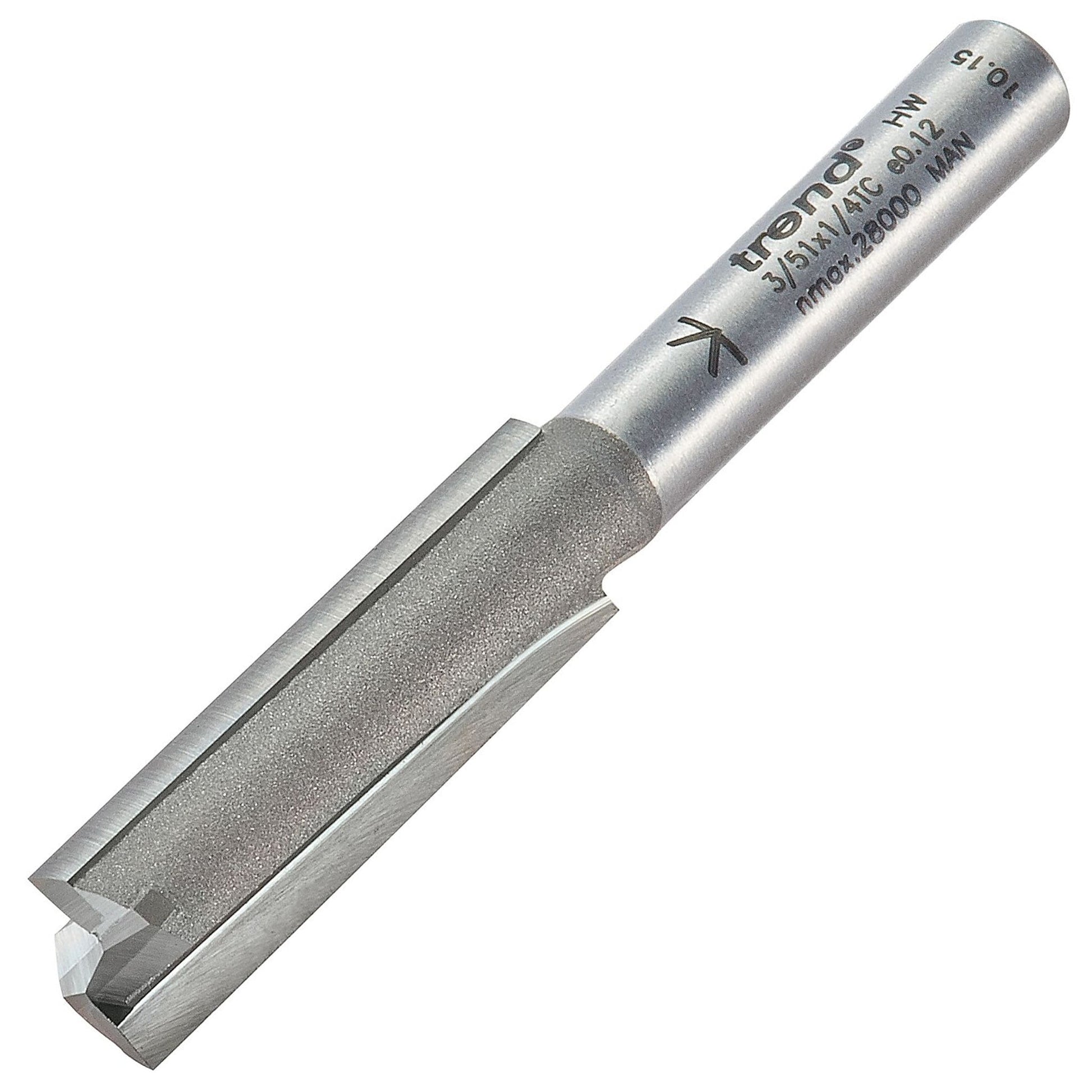 Trend Two Flute Straight Router Cutter 9.5mm Diameter Shank 1/4in 3/51X1/4TC
