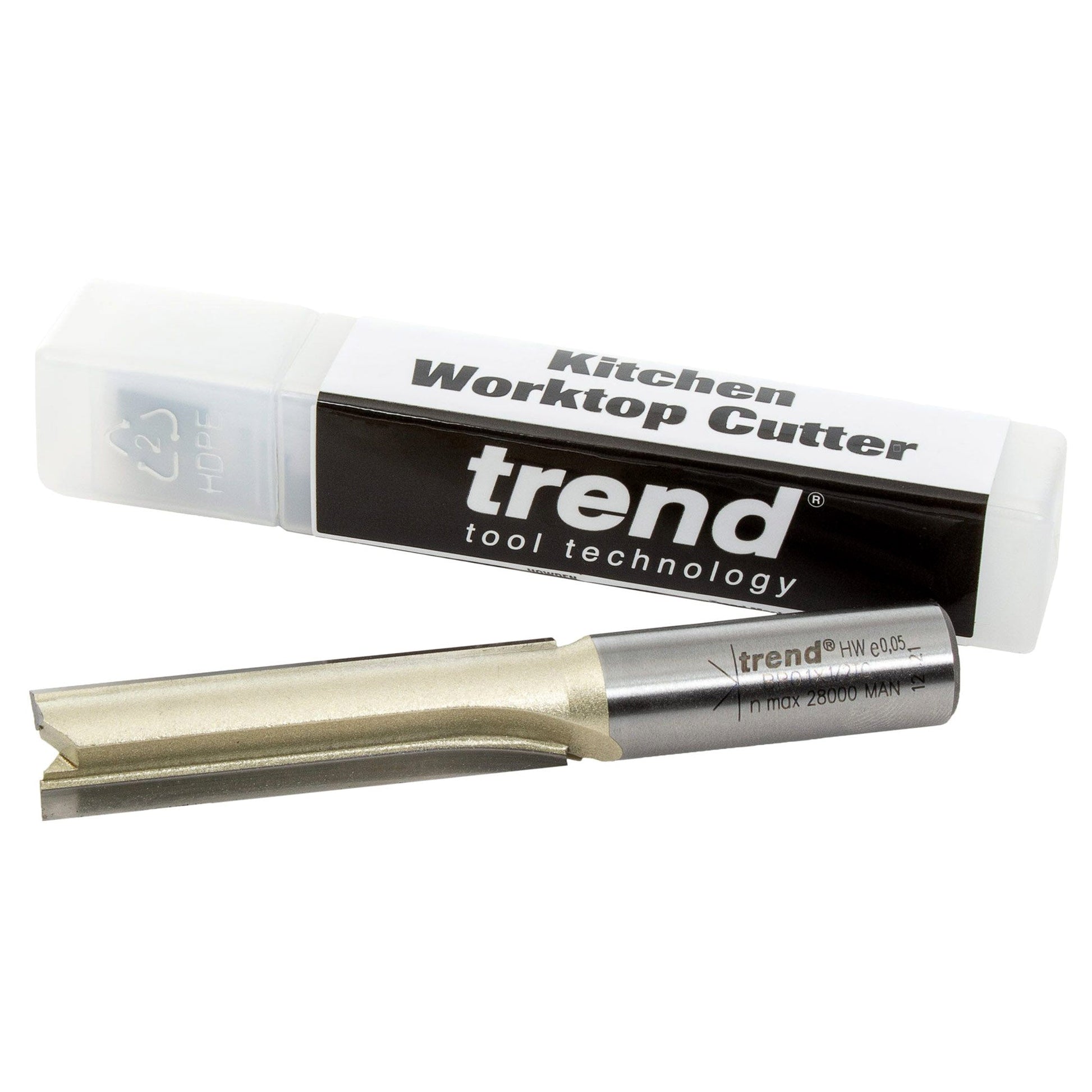 Trend Two Flute Straight Worktop Router Cutter 12.7 x 50.8mm Plastic Box Storage Container