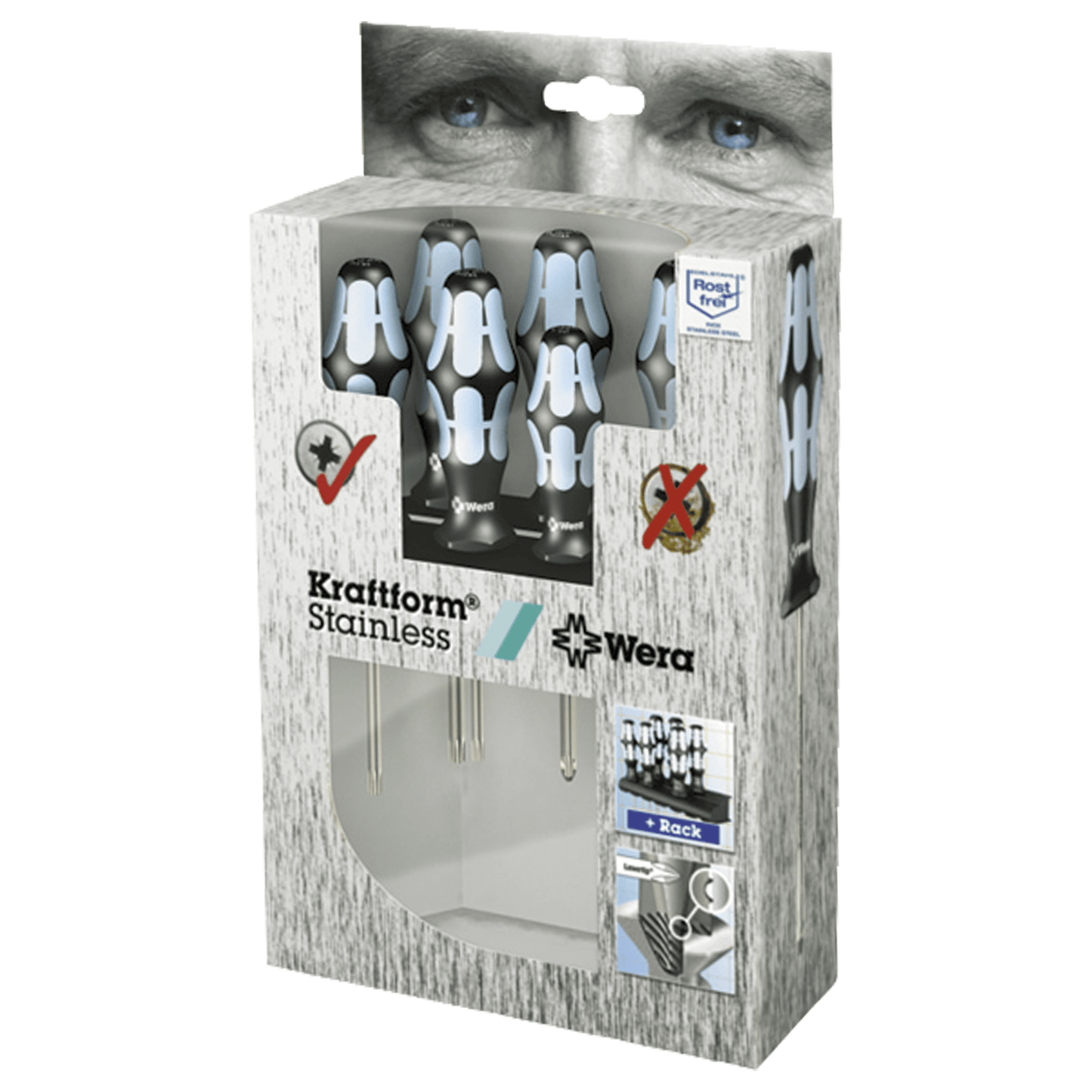 Wera Stainless Steel Torx and Pozi Screwdriver Set 6 Piece.