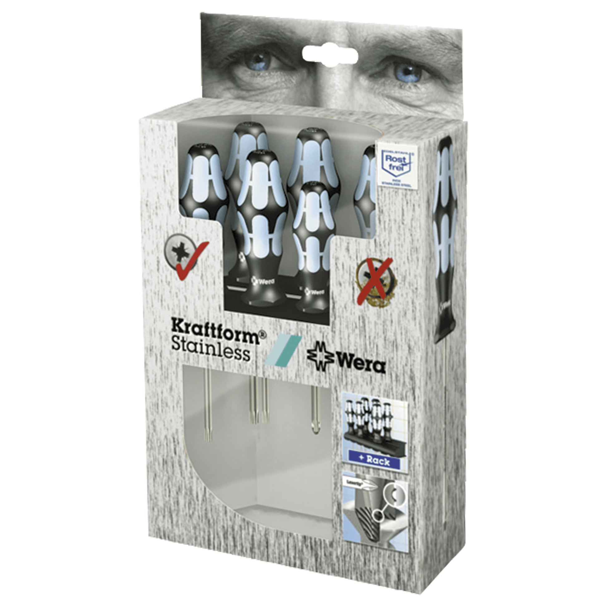 Wera Stainless Steel Torx and Pozi Screwdriver Set 6 Piece.