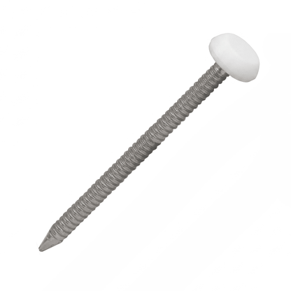 White UPVC Polytop Stainless Steel Fascia Nails - 100 Pack 50mm