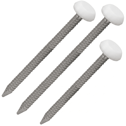 White UPVC Polytop Stainless Steel Fascia Nails - 100 Pack 40mm 50mm and 65mm