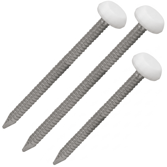 White UPVC Polytop Stainless Steel Fascia Nails - 100 Pack 40mm 50mm and 65mm