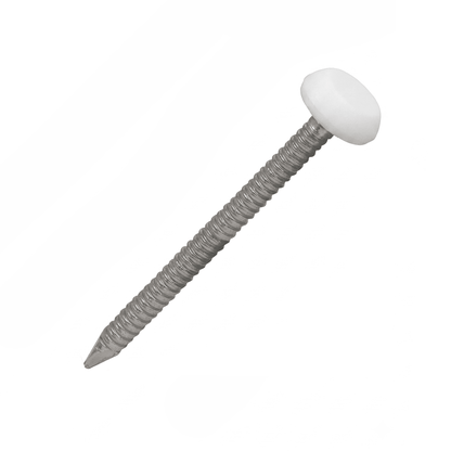 White UPVC Polytop Stainless Steel Fascia Nails - 100 Pack 40mm