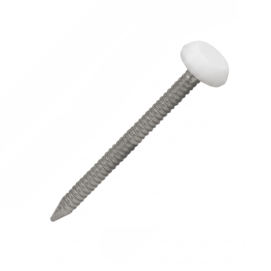 White UPVC Polytop Stainless Steel Fascia Nails - 100 Pack 40mm