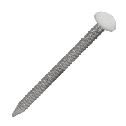 White UPVC Polytop Stainless Steel Soffit Cladding Fixing Pins - 250 Pack 30mm