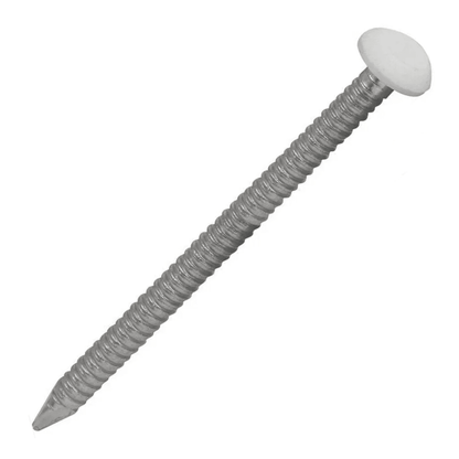 White UPVC Polytop Stainless Steel Soffit Cladding Fixing Pins - 250 Pack 40mm