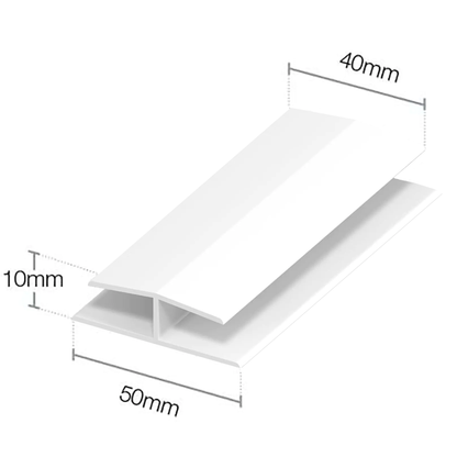 White UPVC Soffit and Utility Board H Joining Trim 5 Metre Size Guide